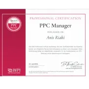 PPC Manager Zertifikat für Google Ads und Online Werbung Anis Riahi Webdesigner