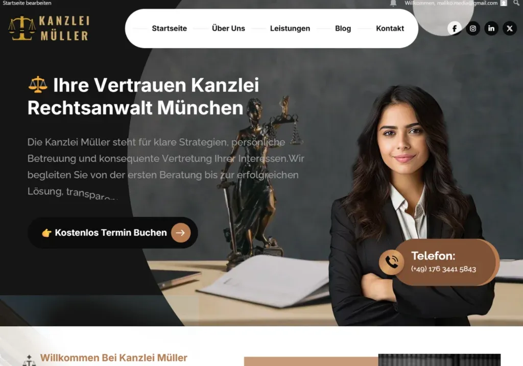 Professionelle Webseite für Rechtsanwalt Kanzlei