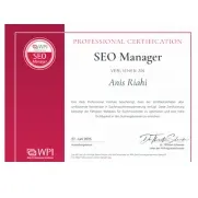 SEO Manager Zertifikat für Suchmaschinenoptimierung Anis Riahi Webdesigner
