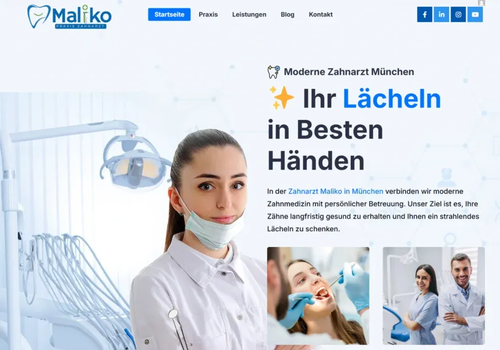 Moderne Zahnarztpraxis Webseite mit professionellem Design Webdesigner